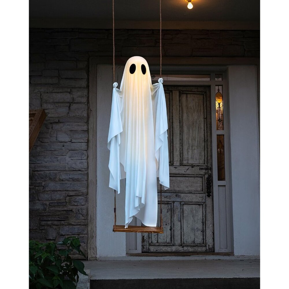 Halloween Decorations Outdoor - 5 FT Large Hanging Swing Ghost Halloween Decor w - Picture 7 of 8